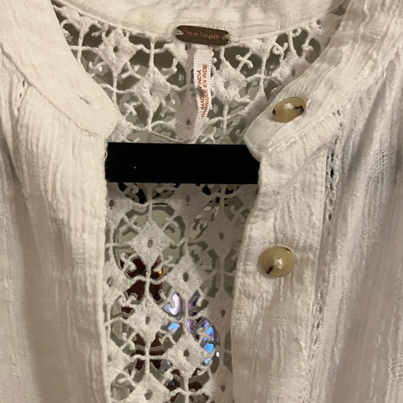 Free People White Lace Detail Blouse - Picture 4 of 7